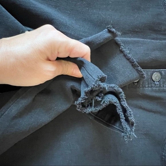 Madewell 10” High Rise Button Fly Jeggings Blown Out Knees 31P Black - Picture 12 of 16